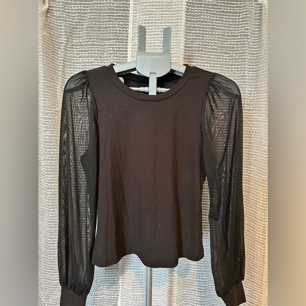 Elegant Black Sheer Sleeve Top